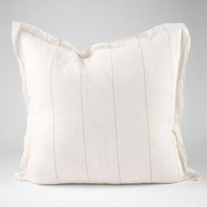 Carter Linen Cushion | Off White w' Natural Stripe