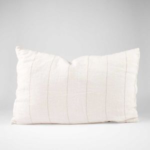 Carter Linen Pillowcase Set | Warm White w' Natural Fine Stripe