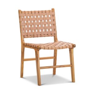 Casey Set of 2 Woven Leather Dining Chair | Nude Tan | by L3 Home