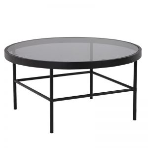 CASHEL Round Coffee Table 80cm - Smoke & Black