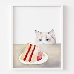 Cat & Cake II | Unframed Art Print by Hannah Crouch