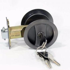 Cavity Sliding Door Lock | Round Single Cylinder | Gunmetal