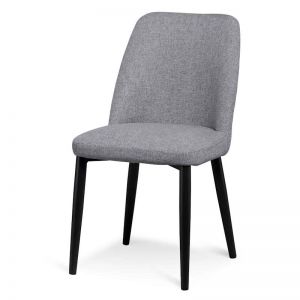Cesar Fabric Dining Chair | Pebble Grey in Black Legs
