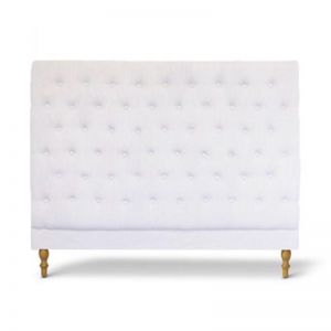 Charlotte Chesterfield Bedhead | Queen | Linen White | by Black Mango