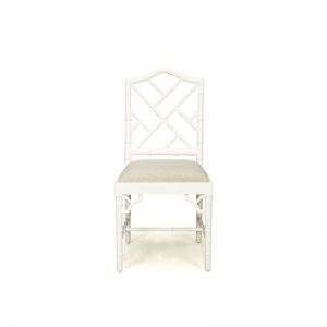 Chippendale Dining Chair | White with Linen Fabric