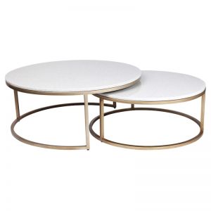 Chloe Stone Nesting Coffee Tables | Antique Gold