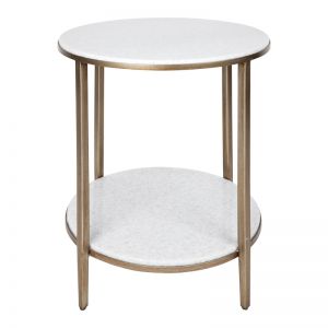 Chloe Stone Side Table | Antique Gold