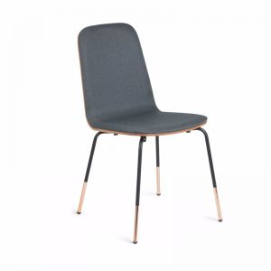 Chrystel Chair Black Metal Natural Wood Graphite Fabric