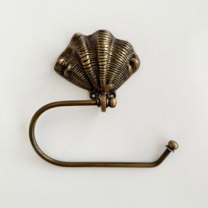 Clam Shell Toilet Roll Holder | Antique Brass