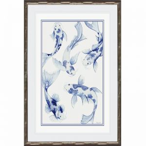 Classic Blue and White Koi Fish 1 | Framed Art Print