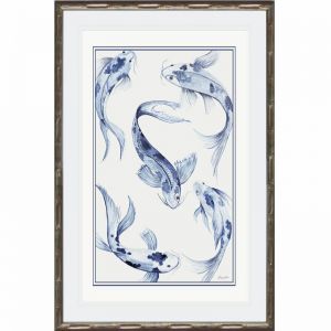 Classic Blue & White Koi Fish 2 | Framed Art Print