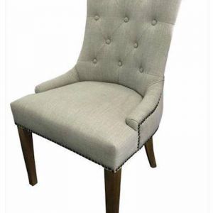 Classic Buttoned Dining Chair - Natural Flax