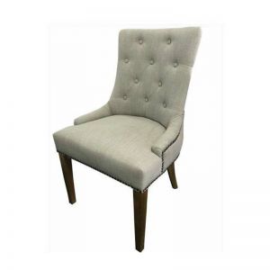 Classic Buttoned Dining Chair | Natural Flax | Also available in 2 other colours