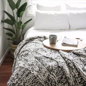 Claudette Chunky Knit Throw | Black & Ivory | by Collective Sol