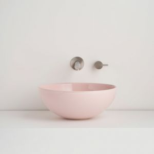 Clay 340 Dish Hand Basin by Robert Gordon Australia | Rose Quartz