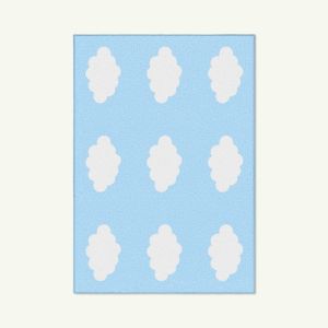Clouds Light Blue Washable Cotton Feel Area Rug