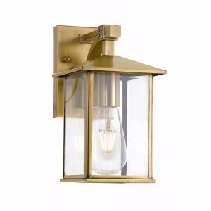 Coby Small Exterior Wall Light | Brass and Clear | Hampton Lighting