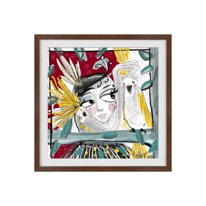 Cockatoo and a Lady Print | Framed Art Print by Annie Ross