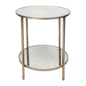 Cocktail Mirrored Side Table | Antique Gold