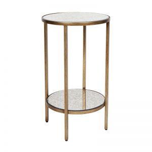 Cocktail Mirrored Side Table | Petite Antique Gold