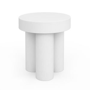 Colum 50cm Round Concrete Side Table | Indoor & Outdoor | White | by L3 Home