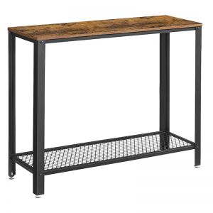 Console Table with Metal Frame | Rustic Brown