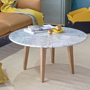Copenhagen Coffee Table | 80cm | Italian Carrara Marble and Solid Oak