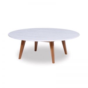 Copenhagen | Italian Carrara Marble Solid Oak | 100cm Round Coffee Table