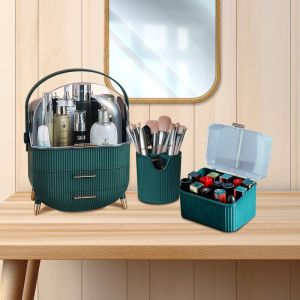Cosmetic Makeup Storage Organiser Set | Green