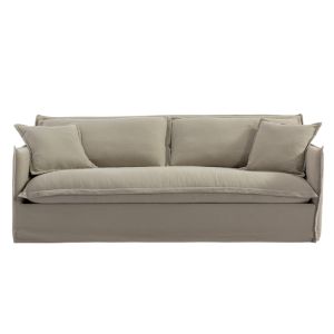 Cove 3 Seater Slip Cover Sofa | Taupe Linen