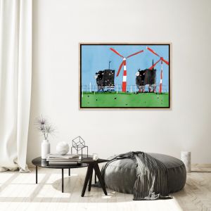 Cows #201 & #601 Windmill | Limited Edition Art Print | Framed or Unframed