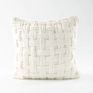 Crosier Handwoven Linen Cushion | Ivory