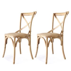 Cross Back Dining Chair | Natural | Set of 2 | by Black Mango