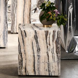 Cube Side Table Large | Beige Onyx Marble | Trit House