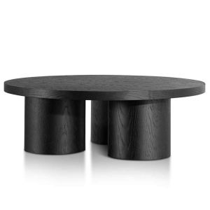 Damian 100cm Wooden Round Coffee Table | Black