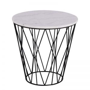 DARBY Side Table Marble 50cm - White