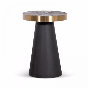 Darla Side Table - Natural Top with Dark Grey Base