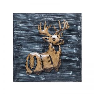 Decorative Deer 3D Metal Wall Art | Blue and Rusty Gold | by Lirash