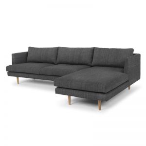 Denmark 3 Seater Fabric Sofa With Right Chaise - Metal Grey