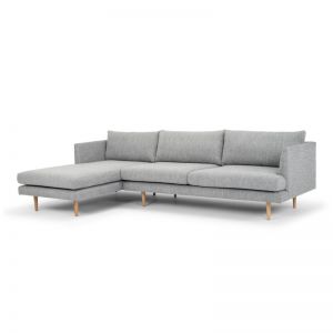 Denmark 3 Seater With Left Chaise Fabric Sofa - Graphite Grey with Natural Legs
