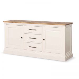 Derek 1.8m Wooden Sideboard | White with Natural Top
