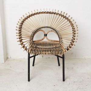 Diia Rattan Armchair in Natural with Black Trim