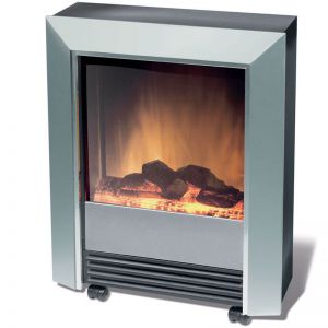 Dimplex Lee Silver Electric Fireplace Heater Heat/Flame Smoke Coal Wood Effect
