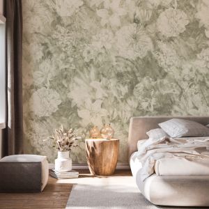 Distressed Floral | Green | Wallpaper