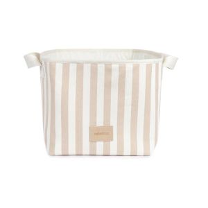 Django Toy Basket | 22X23X23 | Natural with Taupe Stripes