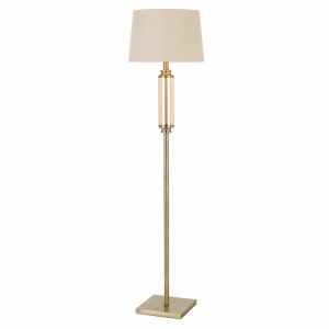 Dorcel Floor Lamp | Antique Brass and Amber | Luxe Lighting