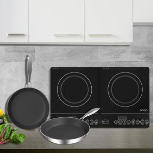 Dual Burners Cooktop | With 20cm and 26cm Induction Frying Pan Skillet