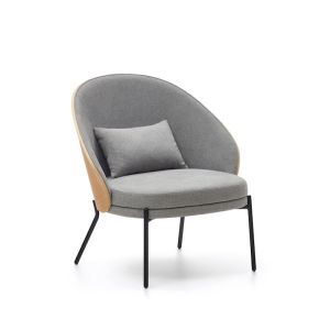 Eamy Armchair | Grey with Natural Timber Veneer
