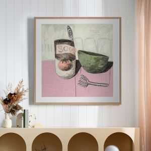Eating Soup With A Fork Blush Pink | Framed Art Print