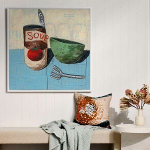 Eating Soup With A Fork Pale Blue | Canvas Print
